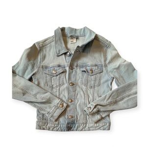 H&M - Distressed Light Wash Jean Jacket - Size 2